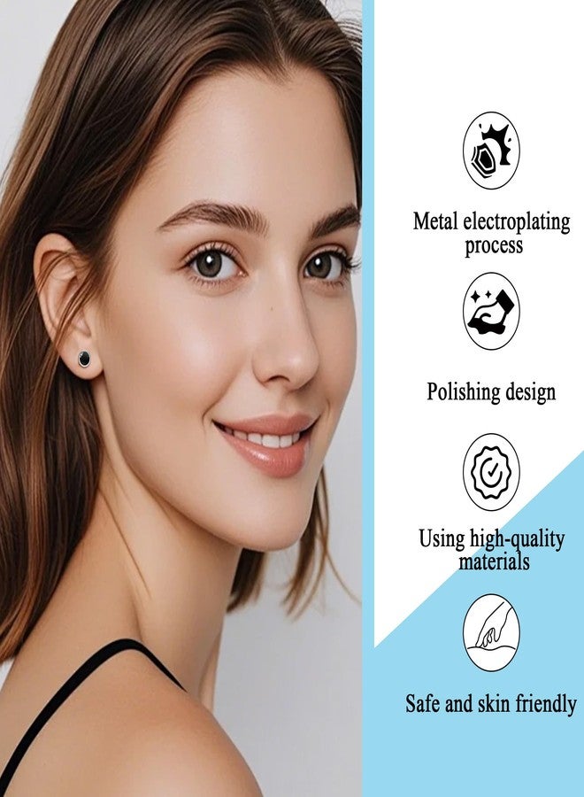 BLISI 2 Pairs Titanium Black Onyx & Heart/Moon/Star/Dot Earrings - Flat Back Earring Black Stud Earrings for Men & Women -Hypoallergenic, Trendy Earring Ideal for Daily Wear, Parties & Gifting (Black, Onyx+Star) - Image 2